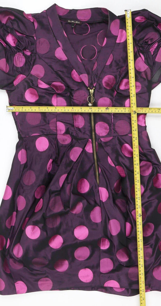 River Island Women's Purple Polka Dot Bubble Hem Dress Size 14