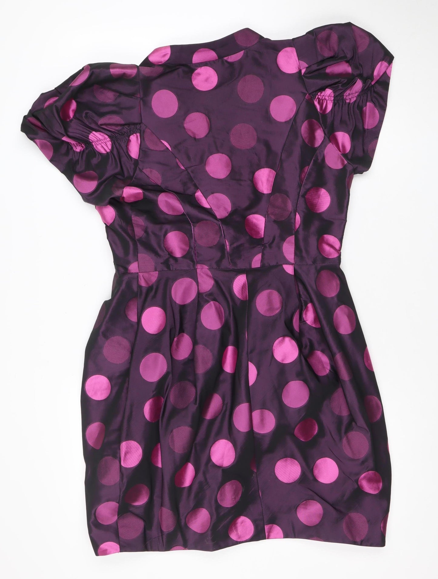 River Island Women's Purple Polka Dot Bubble Hem Dress Size 14