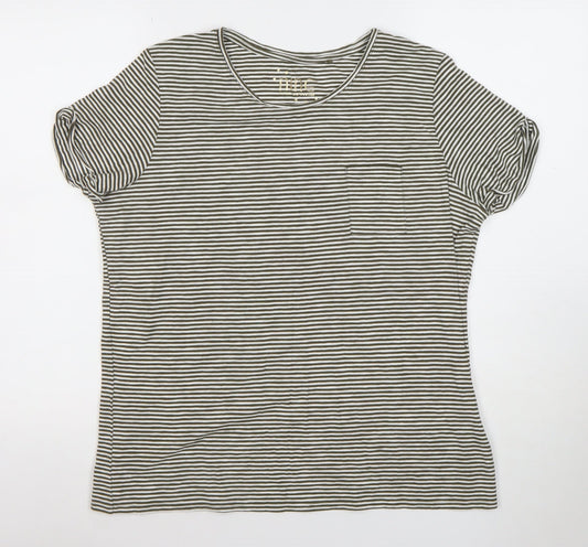 Nine by Savannah Miller Women’s Green Striped Cotton T-Shirt Size 6