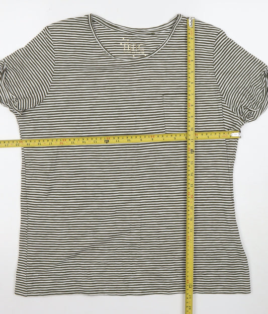Nine by Savannah Miller Women’s Green Striped Cotton T-Shirt Size 6