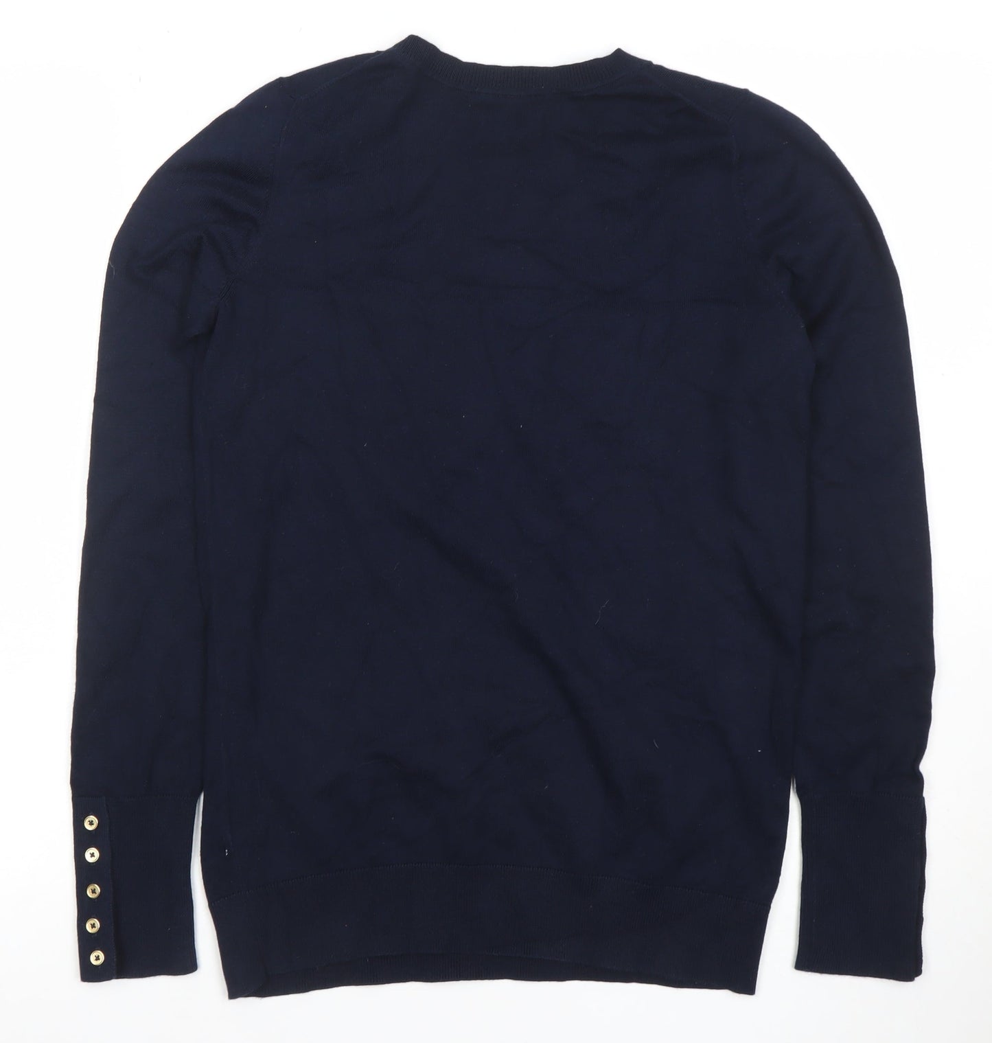 Boden Women Blue Crew Neck Long Sleeve Cotton Knit Jumper Size S