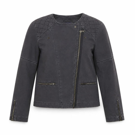 Gap Women’s Black Cotton Blend Quilted Biker Jacket Size 8