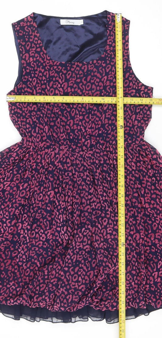 Classy Women's Multicoloured Leopard Fit & Flare Sleeveless Dress Size 2