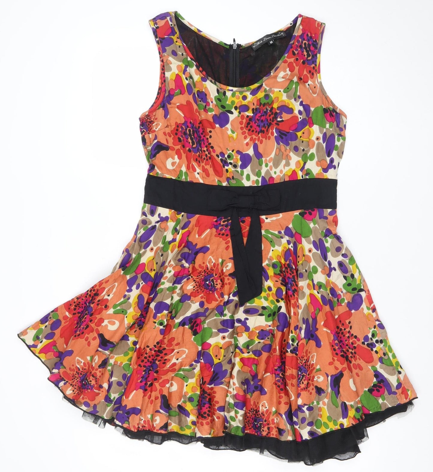 Mela Loves London Women's Multicoloured Floral Fit & Flare Dress M