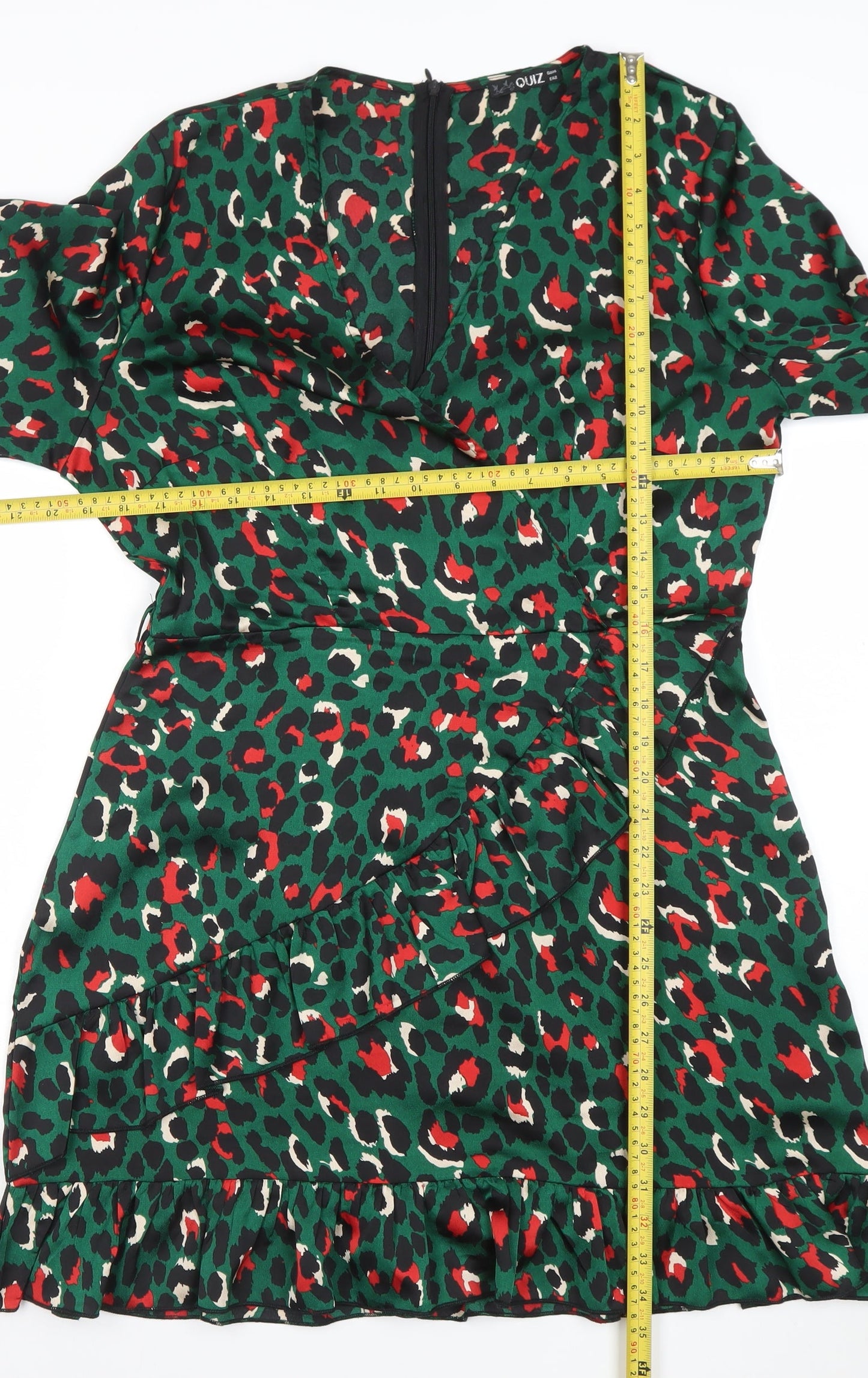 Quiz Womens Multicoloured Animal Print Ruffle Wrap Dress Size 12