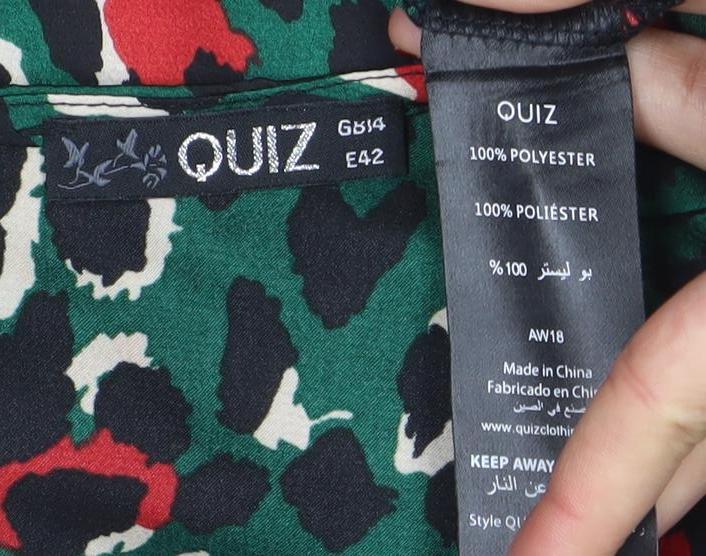 Quiz Womens Multicoloured Animal Print Ruffle Wrap Dress Size 12