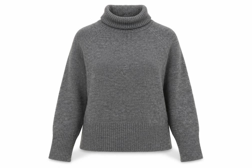 Zara Women Grey Wool Roll Neck Knit Jumper Size M