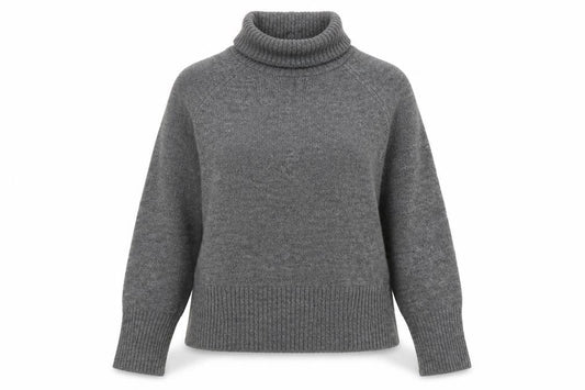Zara Women Grey Wool Roll Neck Knit Jumper Size M