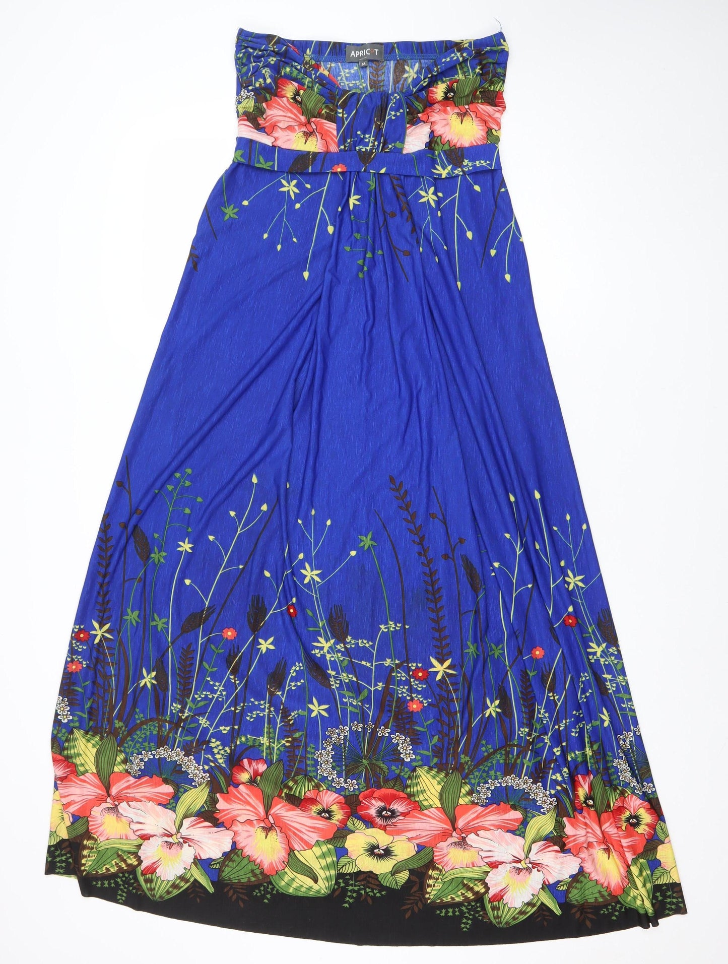 Apricot Women’s Blue Floral Maxi Strapless Jersey Summer Dress M