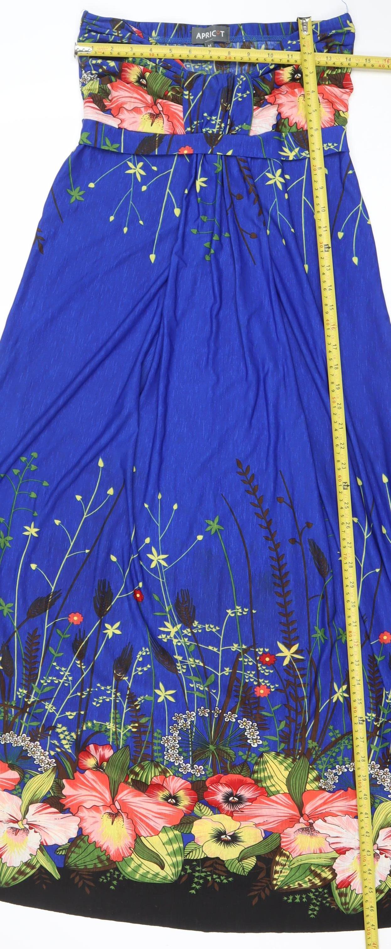 Apricot Women’s Blue Floral Maxi Strapless Jersey Summer Dress M