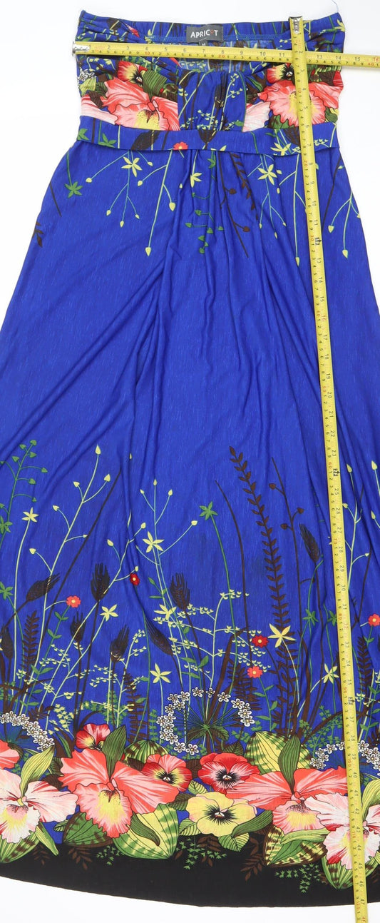 Apricot Women’s Blue Floral Maxi Strapless Jersey Summer Dress M