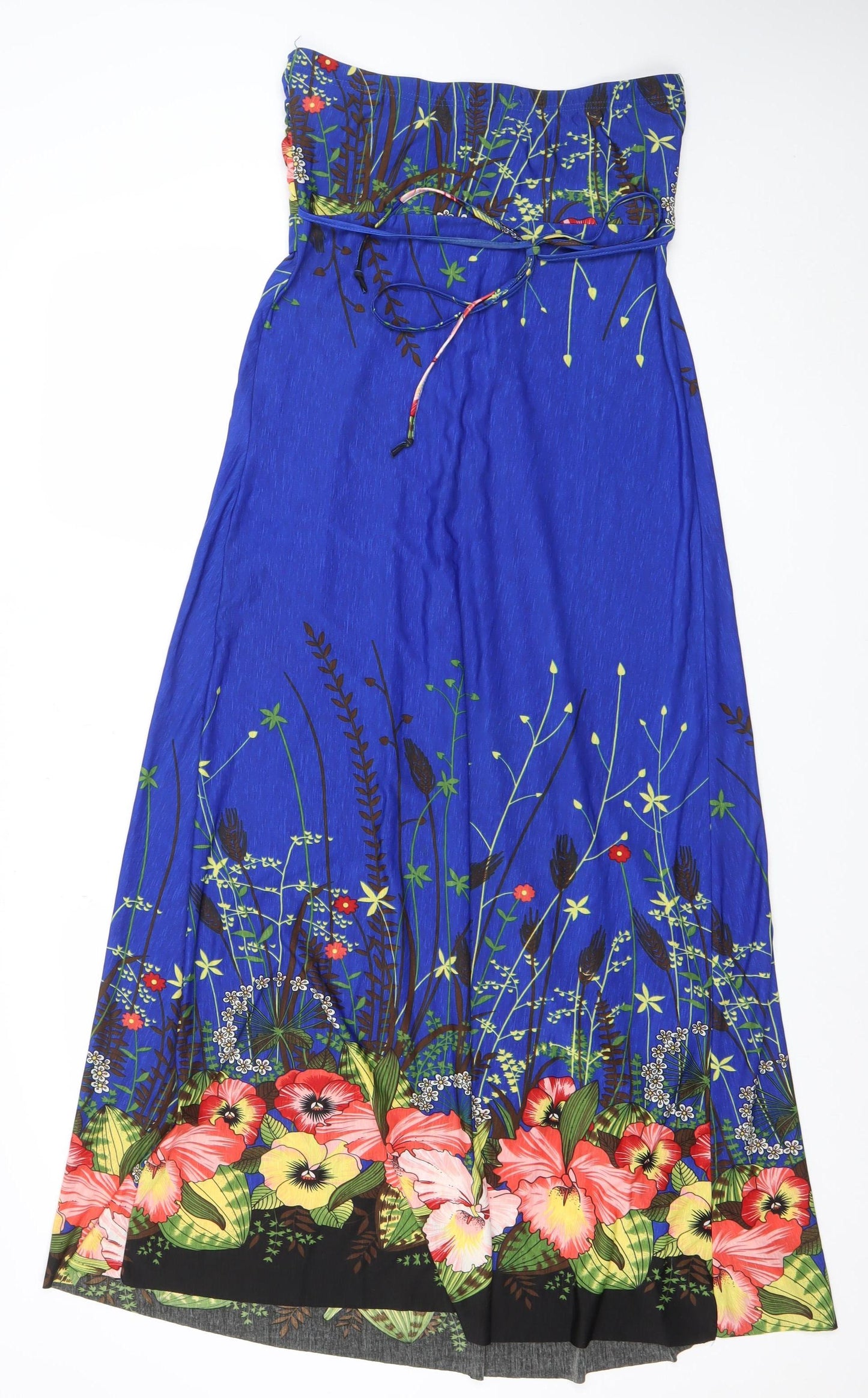 Apricot Women’s Blue Floral Maxi Strapless Jersey Summer Dress M