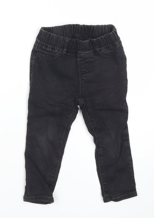 GAP Girls Black Denim Jegging Jeans 2 Years Elastic Waist Stretch