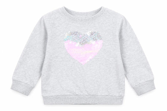 John Lewis Girls Grey Sequin Heart Pullover Sweatshirt 4 Years