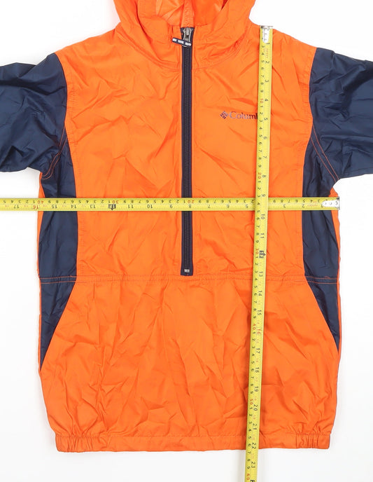 Columbia Boys Orange Windbreaker Jacket Hooded Lightweight 10-12 Years