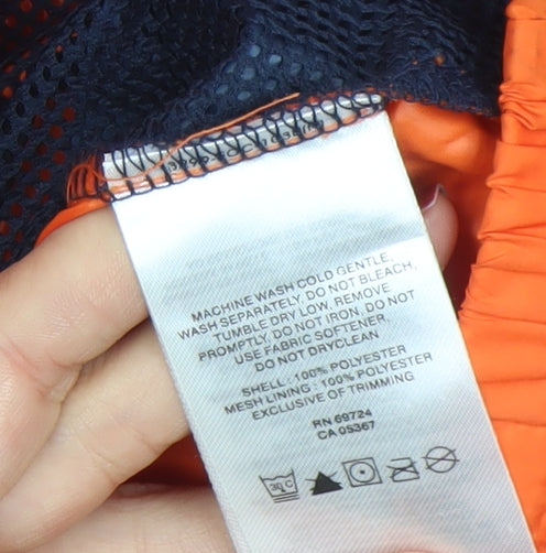 Columbia Boys Orange Windbreaker Jacket Hooded Lightweight 10-12 Years