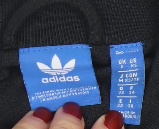 Adidas Women Black Full Zip Hoodie XS Lightweight Sportswear