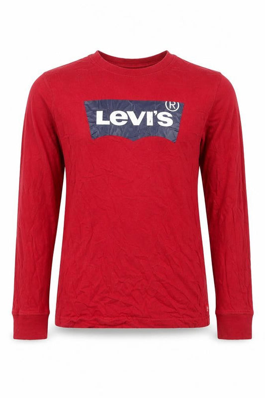 Levi's Boys Red Long Sleeve Logo T-Shirt Size 16 Years Cotton Crew Neck