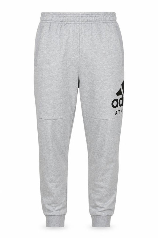 Front view of adidas Men’s Grey Jogger Sweatpants S Regular Fit Cotton Blend