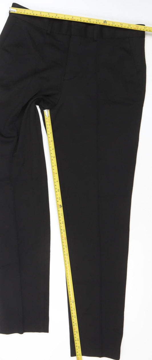 Selected Homme Men's Black Slim Tapered Trousers Size W34 L34 Polyester Blend