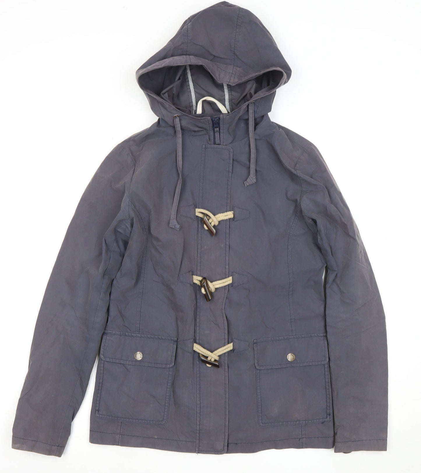 Fat Face Women's Blue Cotton Nylon Hooded Duffle Jacket Size 10