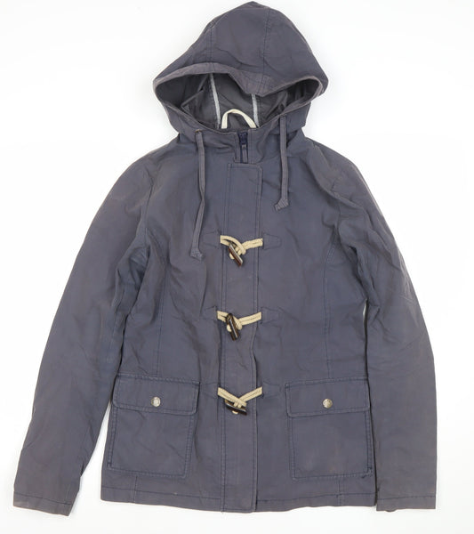 Fat Face Women's Blue Cotton Nylon Hooded Duffle Jacket Size 10