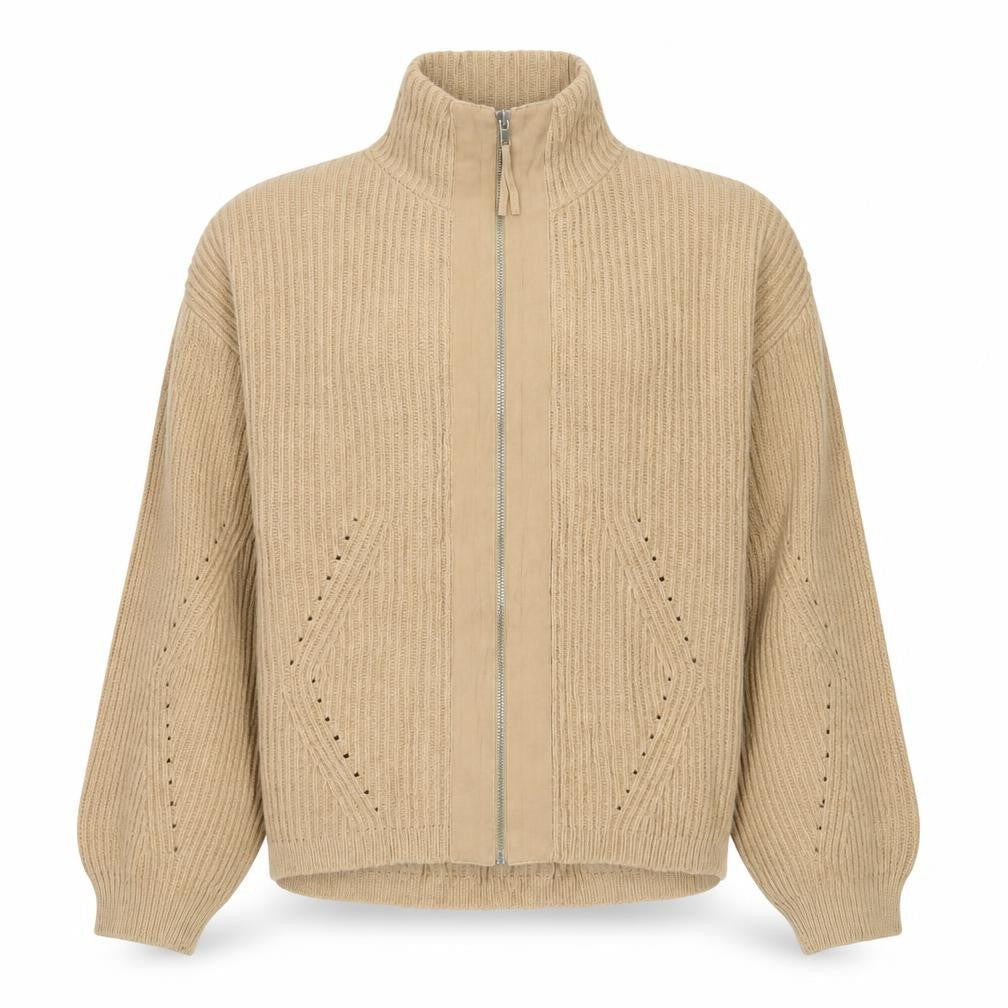 Wrap Mens London Beige Cotton Full Zip Jumper Medium