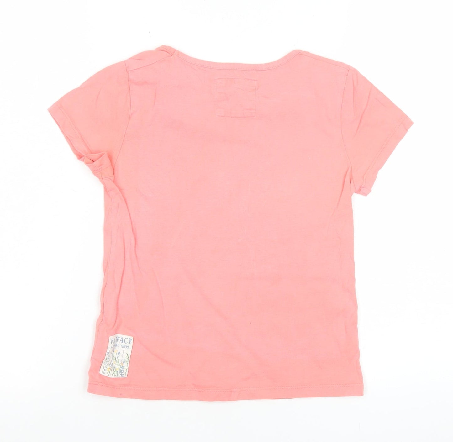 FatFace Girls Pink Graphic T-Shirt 8-9 Years 'Happy Days & Sun Rays' Cotton