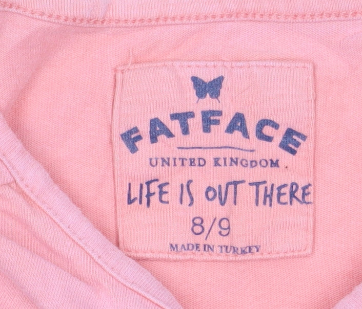 FatFace Girls Pink Graphic T-Shirt 8-9 Years 'Happy Days & Sun Rays' Cotton
