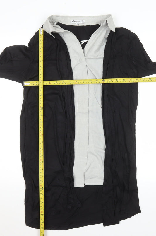 Internacionale Womens Black Size 14 Tunic Collared Long Sleeve Blouse