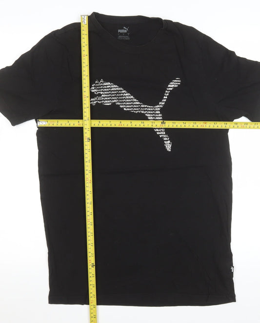 Puma Men's Black Small Graphic Logo Crew Neck Sports T-Shirt