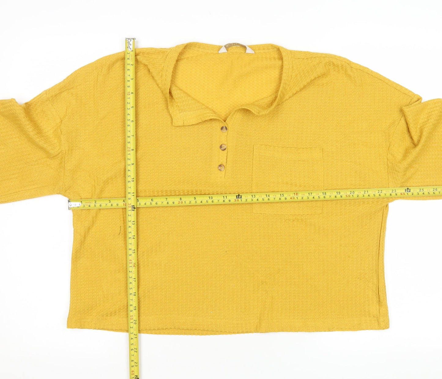 Apricot Women’s Yellow Long Sleeve Collared Button-Up Knit Top Size 14