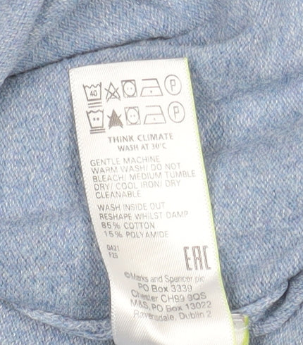 Marks and Spencer Men's Blue Striped Collared Short Sleeve T-Shirt M