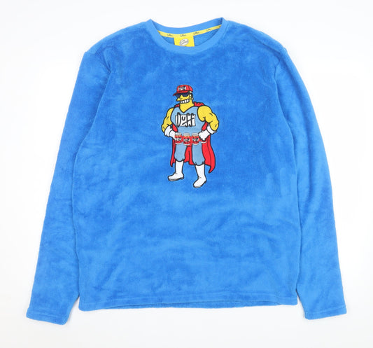 The Simpsons Men’s Blue Fleece Duff Man Pyjama Top L