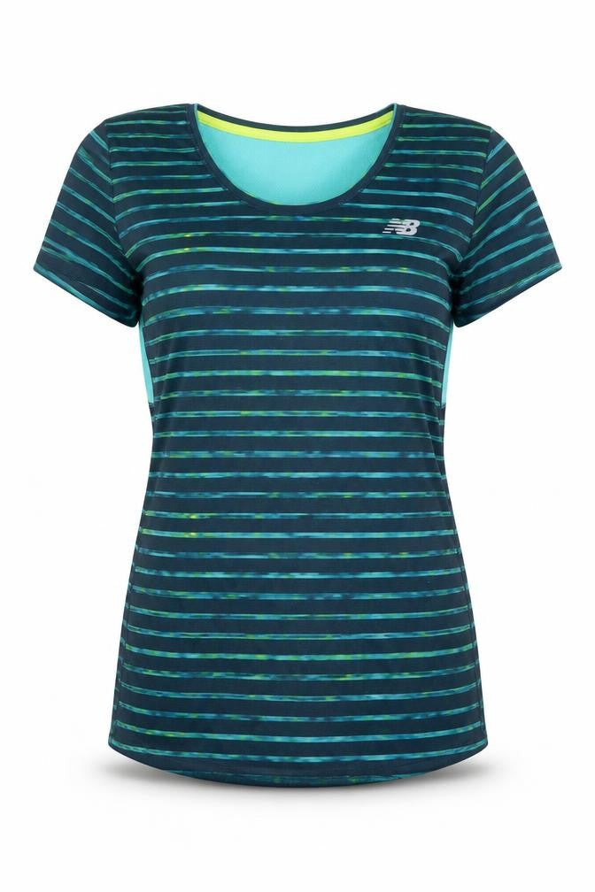 New Balance Women's Blue Striped XS Athletic Running Top