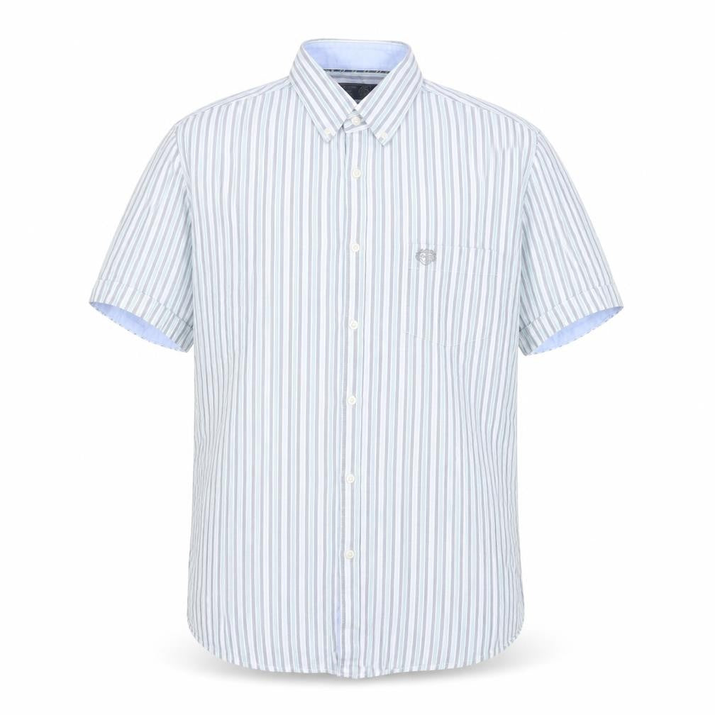 Paul Costelloe Living Men's Blue Striped Short Sleeve Button-Up Shirt L
