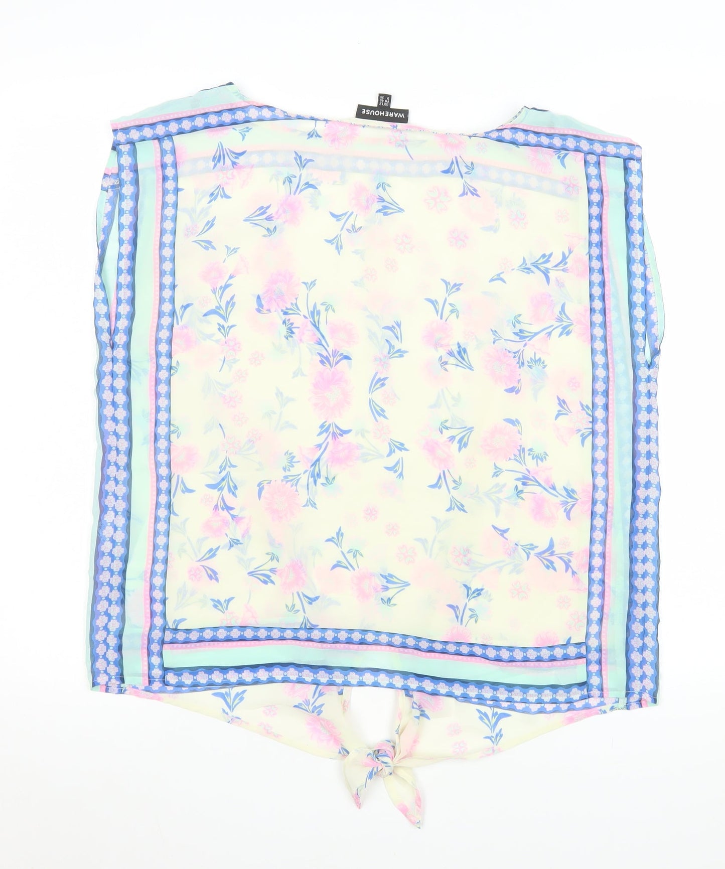 Warehouse Women's Multicoloured Floral Tie Hem Chiffon Blouse UK 12