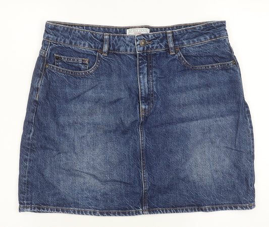 Fat Face Women Blue Denim Cotton Mini Skirt Size 14
