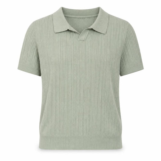 H&M Women’s Green Short Sleeve Knit Cotton Polo Top Size 2-4