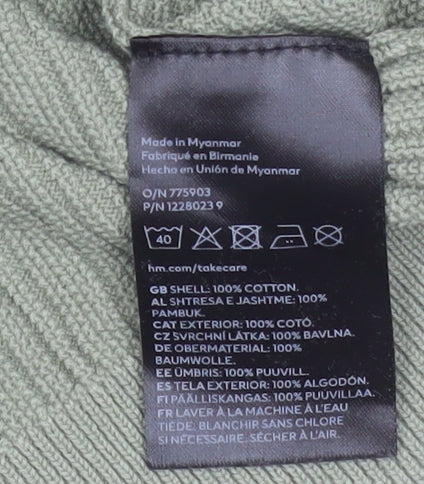H&M Women’s Green Short Sleeve Knit Cotton Polo Top Size 2-4