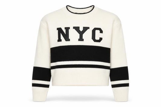 New Look Girls Cream Black NYC Pullover Jumper Age 10-11