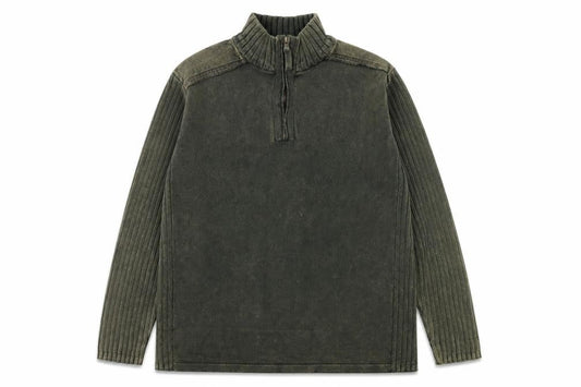 Matalan Easy Men's Green Cotton 1/4 Zip Ribbed Sweatshirt XL