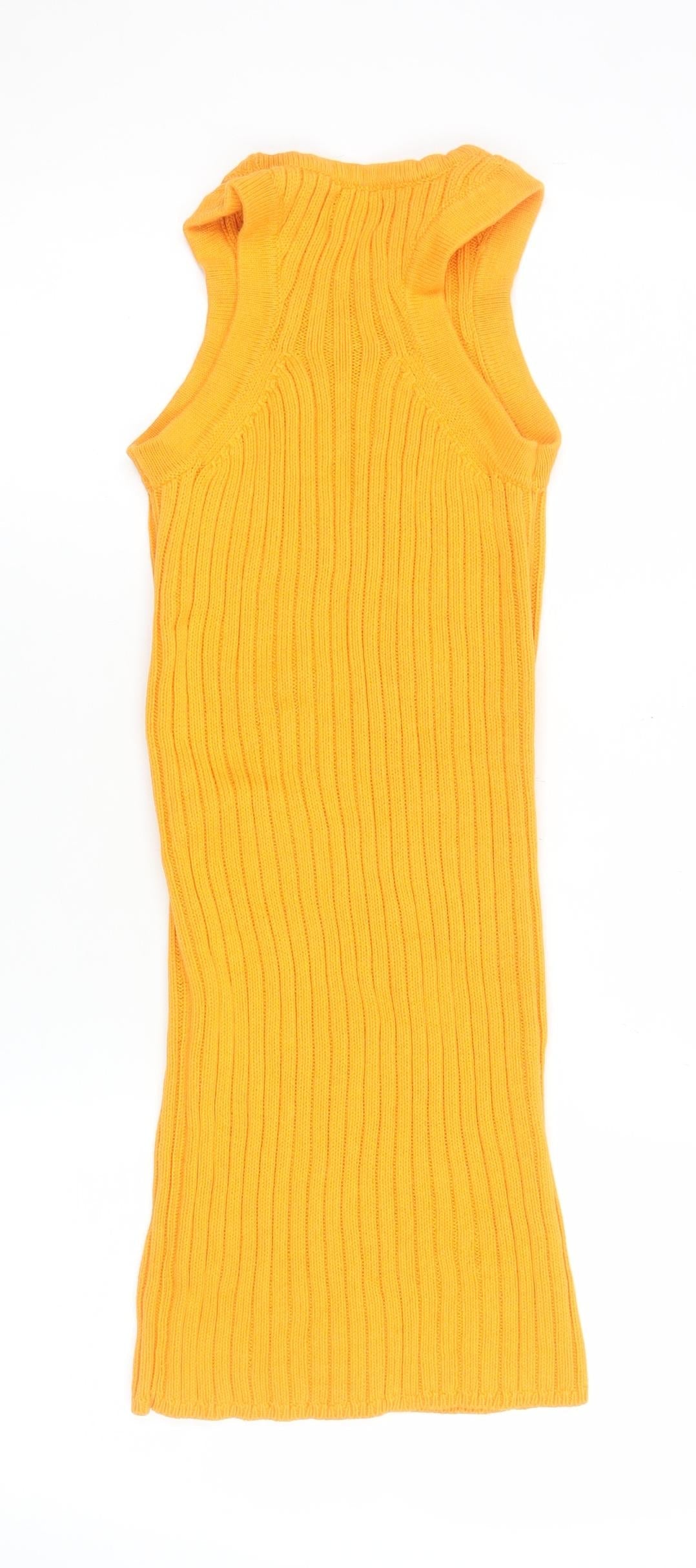 ASOS DESIGN Women’s Yellow Ribbed Knit Bodycon Midi Dress Size 6
