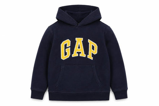 Gap Boys Navy Blue Logo Pullover Hoodie Size 6-7 Years Fleece Cotton Blend