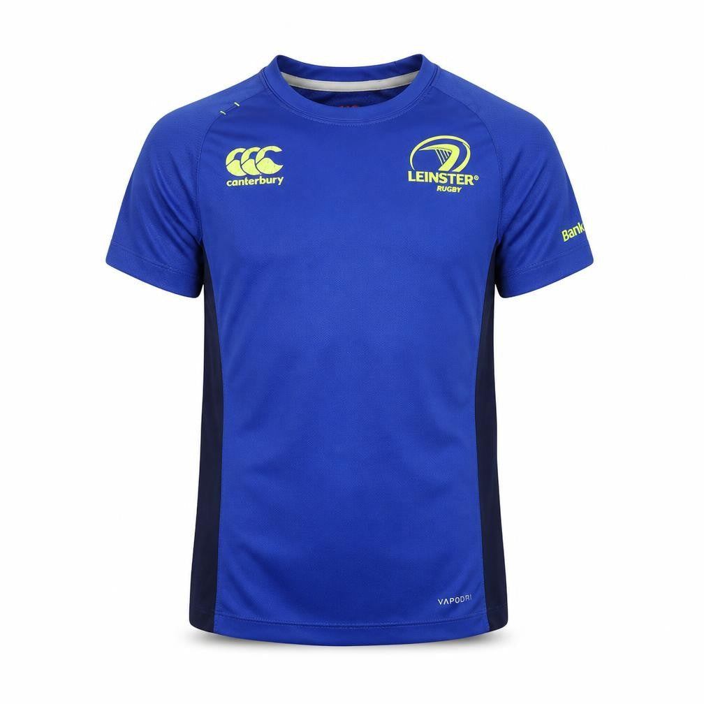 Front view of Canterbury boys’ blue leinster rugby vapodri athletic t-shirt 10 years
