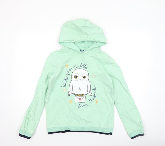 Harry Potter Girls Green Hedwig Pullover Hoodie 12-13 Years Cotton