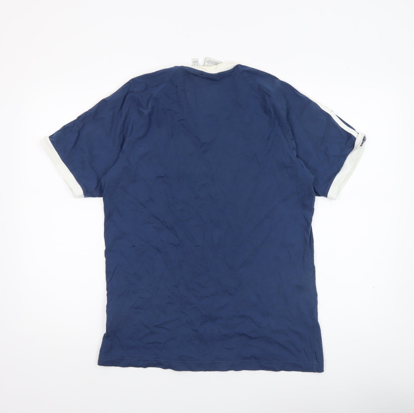 adidas Men's Blue Crew Neck Short Sleeve Cotton Sports T-Shirt Size M