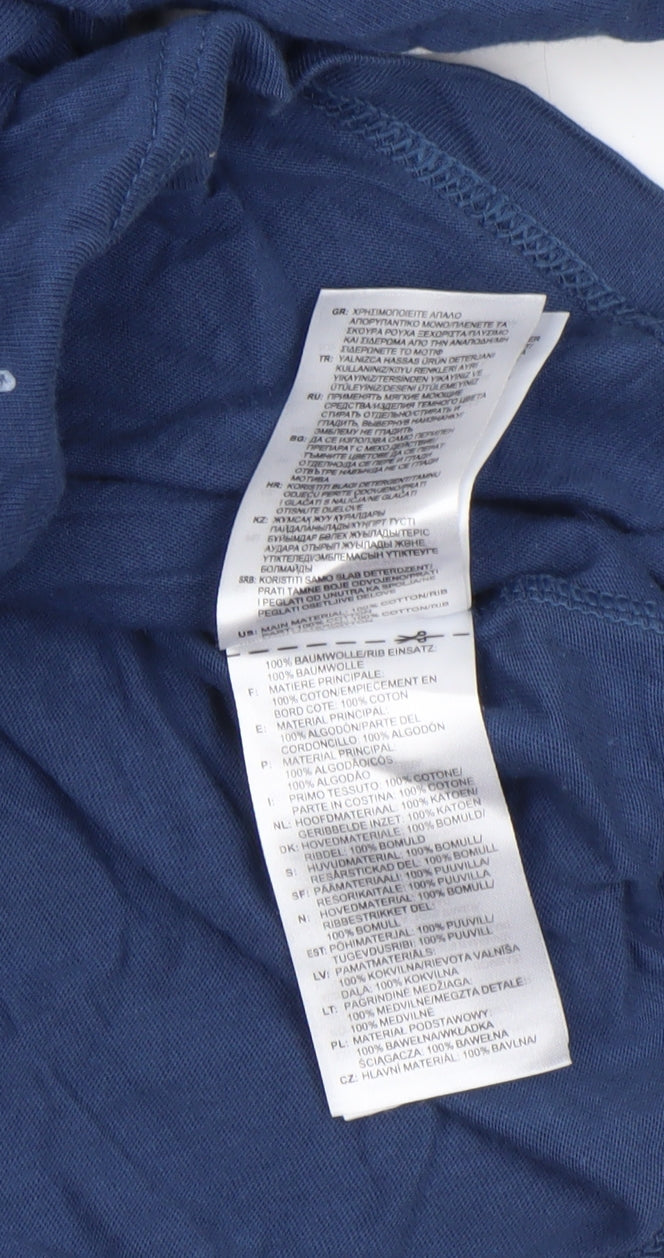 adidas Men's Blue Crew Neck Short Sleeve Cotton Sports T-Shirt Size M