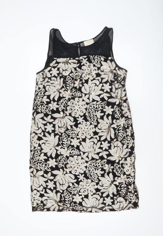Savida Women’s Black Gold Sequin Bodycon Dress Size 14 Party Sleeveless