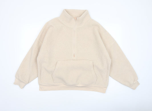 Dunnes Women’s Ivory Fleece 1/2 Zip Pullover Sweatshirt Size L